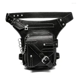 Taille Taschen Paket Weibliche Außenhandel Bein Großhandel Europäischen Und N Retro Kette Motorrad Pu Leder Outdoor Fanny Pack