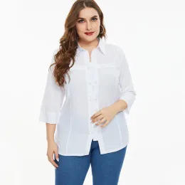 Tops 2021 Spring Women Long sleeve white top and blouse fashion ladies Casual Elegant retro Plus Size Womens Tops