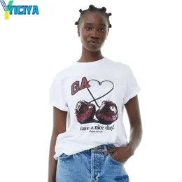 Yiciya t-shirts ga helt nya y2k kläder skörd toppar mode kvinna vintage high street överdimensionerad t-shirt tryck kort ärm topp