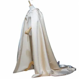 LG Düğün Cape Bridal Cloak Satin Kapşonlu Cape Şal Kostüm Cosplay Party Wrap Özel Yapım Renk I6QK#