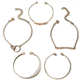 Braccialetti con ciondoli Ciondoli Luna per donna Perla di lusso Pietra Stella Foglia Cavo geometrico in lega di metallo Accessori per gioielli con braccialetto aperto