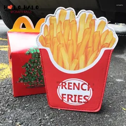 Sacos de ombro bonito batatas fritas caixa em forma bolsa e bolsa para mulheres fast food modelagem designer saco jovens meninas dia embreagem presentes