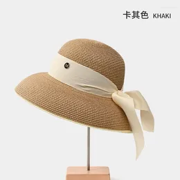 Breda randen hattar fransk stil stor brimmad hepburn halmhatt för kvinnors sommarstrandsolar sol skuggning och skydd bea