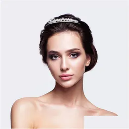 Wedding Hair Jewelry Fashion Crown Headpiece dla kobiet elegancka kryształowa cyrkon Tiaras Bride Prom Party Akcesoria upuść dostawa włosów dht5f