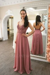 Sexy Open Back Evening Dresses Dusty Pink Sheath A Line Prom Party Gowns Women Cocktail Bridesmaids Dress BC15783