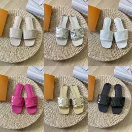 Summner Kadınlar Lüks Sandals Ofis Katır Erkekler Revival Patent Deri Sandale Tasarımcı Kabartmalı Mocakçılar Tazz Terlik Düz Topuk Slayt Dhgate Vintage Kapalı Flip