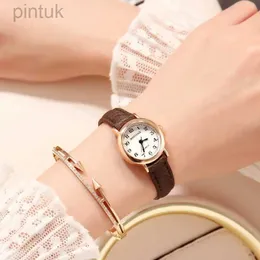 Armbandsur Nyklocka Kvinnor tittar på damer Rose Gold Wrist Watches Women Small Leather Strap Armband Watch for Girls Gift Relogio Feminino 24329