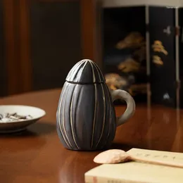 Muggar Creative Melon Seed Cup Cermiac Mug With Lock High Beauty Coffee Cups Roligt dricksvatten Födelsedagspresent till vänner