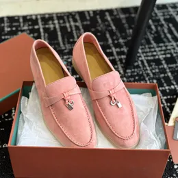 suede loafers Moccasins Dress Charms embellished Walk slip on flats women Luxury Designers Same style for men and women Fashion casual shoes size 35-46With box