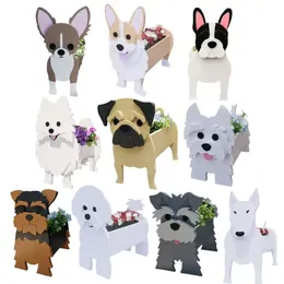 Jardim vaso de flores cão forma plantador shiba inu mastiff cain terrier havanese vaso potes diy pvc flor plantadores jardim decoração para casa 240318