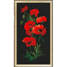 Red poppy flowers cross stitch package plant sets aida 18ct 14ct 11ct black cloth people kit embroidery DIY handmade needlework