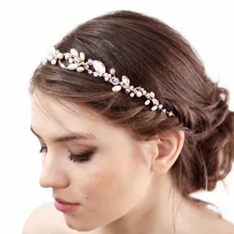 donne romantiche fasce per capelli di cristallo Rhineste Handmade Hairband oro diadema copricapo da sposa per capelli Accories W6hf #