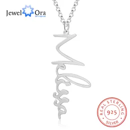 Halsband juvelora 925 sterling silver personlig vertikal kursiv typskylt halsband hängen anpassa namn halsband för kvinnor