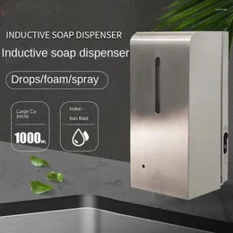 Dispensador de sabão líquido grande capacidade 1000ml spray indutivo de aço inoxidável deixando cair espuma