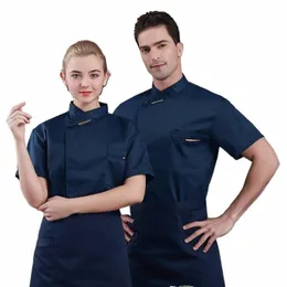 chef uniforme de manga curta confeitaria padeiro feminino restaurante traseiro cozinha e cantina catering roupas de trabalho primavera e verão m N7TE #