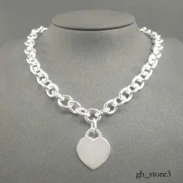 Tiffanyset Sterling Silver Necklace For Women Tiffanybead Necklace Classic Heart-Shaped Pendant Charm Chain Halsband Lyxiga smycken Tiffancy Halsband 595