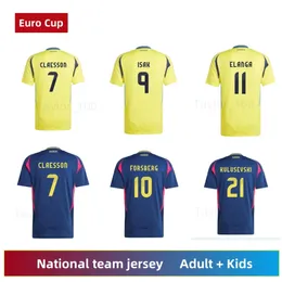 Швеция 2024-2025 годы футбол Джерси Ибрагимович 2025 Шведская сборная 24 25 Футбольная рубашка детская детская комплект набор домой желтые голубые мужские формы Ларссон Форсберг