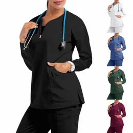 women's Medical Clothes For Women 2023 Short Sleeve V-Neck Pocket Care Workers T-Shirt Tops Summer uniformes de enfermera mujer B7TM#