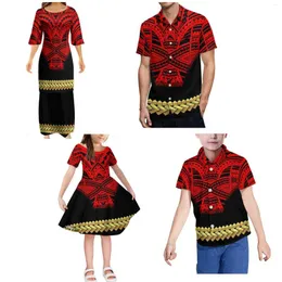 Swobodne sukienki sprzedające damską sukienkę puletasi i męską koszulę pasującą do Polinezyjczyków Chłopców Dzieci