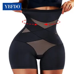 YBFDO Women Shapewear High midjeshorts Mage Slimming Body Shaper Midje Trainer Butt Lifter Sömlös platt Belly Panties Vikt 240322