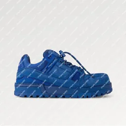 الانفجار الجديد للمدربة للنساء للنساء Maxi Sneaker 1Acn3a الأزرق المطبوع من Nubuck Calf Leather Technical Technic