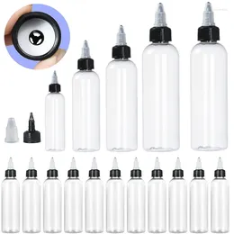 Garrafas de armazenamento 5pcs 30/60/100/120ml vazio plástico transparente PET dispensando com tampa de torção espremer para artesanato arte tinta óleos de sabão líquido