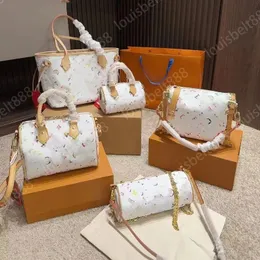 Moda clássica de luxo marca francesa feminina designer de luxo branco tricolor travesseiro bolsa feminina bolsa de ombro crossbody sacos bolsa sacola mahjong sacos