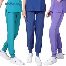 multicolori unisex elastico in vita con coulisse pantaloni scrub infermiera estetista laboratorio scrub negozio di animali medico ospedaliero infermiera abbigliamento da lavoro V65n #