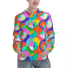 Women's Hoodies Colorful Geo Print Loose Womens Multi Circles Casual Hoodie Winter Harajuku Custom Sweatshirts Big Size XL 2XL