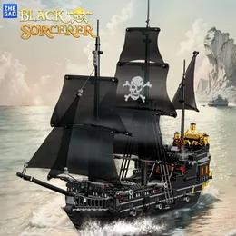 1366 шт., модель пиратского корабля черного мага, серия приключений, собранный строительный блок, игрушка, украшение для рабочего стола, трехмерный орнамент, рождественский подарок
