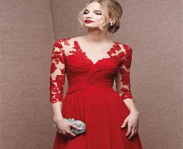 Elegante Spitzen-Chiffon-Weihnachtsparty-Kleider Circelee Red Prom Dress Online Fancy Long Evening Dress Illusion Mieder Celebrity For3646899