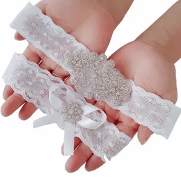 Weiße Frauen Kristalle Pailletten Hochzeit Strumpfbeine sexy Spitzenstädte für Frauen/Braut Oberschenkel Ring Brautbein Strumpfband Braut Akkomorien U7im#