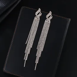 Long Tassels Diamond Dangle Earring Original Sterling Sier Party Wedding Drop Earrings For Women Jewelry Love Gift