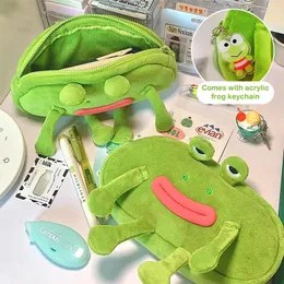 Cartoon Frog Pencil Case Cosmetic Bag Storage Plush Pouch Pouch Stora kapacitetsskolan Supplies Stationery Box