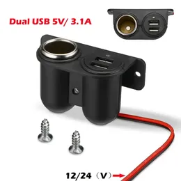 USB-portar Socket DC 5V Dubbel 3.1A-laddare Inbyggd bil Camper Multi Plug Port Adapter Charger Infällda bilar