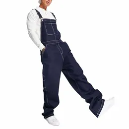 Novo homem alça de ombro jeans multi bolso rasgado macacão streetwear tamanho grande lg jeans para roupas masculinas 73IR #