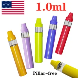 USA-Lager 1 ml wiederaufladbarer Einweg-Vape-Stift 350-mAh-Batterie leer ein Gramm Pods Verdampferstifte Patrone Typ-C-Ladeanschluss OEM verfügbar 200 Stück / Los gemischt in 5 Farben