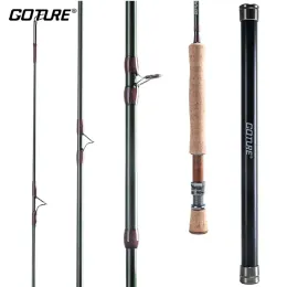 Varas goture verde escuro 2.7m/9ft vara de pesca com mosca 30t + 36t fibra de carbono #4 #8 cabo de cortiça ação rápida vara de mosca com tubo de carbono enfrentar