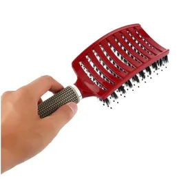 Pęknięcia do włosów Kobiety Scalp Mas grzebień Bristle Nylon Hair Hair Mokre Curly de Brush for Salon Fryzura Fryzjerska Stylowanie Stylowanie 3726505 Drop D Ottqp