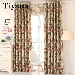 American Retro Peony Flowers Sheer Tulle Bedroom Blackout Printing Curtains For Living Room Kitchen Door Windiw Drapes Curtain 240322