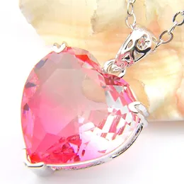 НОВЫЕ 10 шт., Luckyshine, отличное сияние, огненное сердце любви, радуга, цветной кубический цирконий, драгоценный камень, серебряные ожерелья, подвески для женщин340I