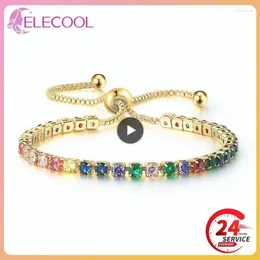 Strand Tennis Bracelets For Women Simple Blue 3 3mm Round Zircon Crystal Rose Gold Color Girl's Bracelet Jewerlly Fashion Korean Gifts