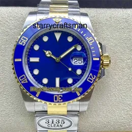 Luxury Watch RLX Clean Ultimate 116613 Eternity Version Clean 3135 Automatisk Rätt stötdämpare 904L Steel Armband Blue Bezel and Dial Watch 126613