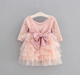 Moda farfalla ragazze tutu vestito a maniche lunghe neonata Dreses profondo scollo a V tulle ragazze abiti formali 180308016876303