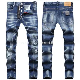 D Due jeans maschile primavera 2024 logorato da uomo strappato decorazioni zip slim fit piccoli piedi di moda pantaloni a media macei uomini secondi rossi quadrati