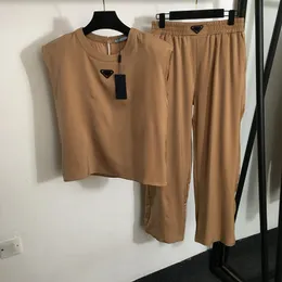 Casual Camis Hosen Damen T-Shirts Hosen Sommer Atmungsaktive Trainingsanzug Zwei Stücke Baumwolle Tops Hosen Luxus Leibchen Hosen
