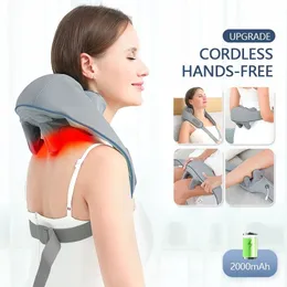 Foreverlily Wireless Neck And Back Massager Shoulder Kneading Massage Shawl Cervical Relaxing Trapezius 240318