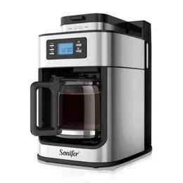 Máquina de café por gotejamento 2 em 1, cafeteira automática com display digital, moedor recém-moído, estilo europeu, chá expresso, leite, escritório, sala de café, dropshipping