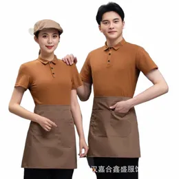 Catering servitör Workwear T-shirt Kvinnors sommarrestaurang Ding Room Hot Pot Restaurant Baking Barbecue Shop Short Sleeve Printe F55i#