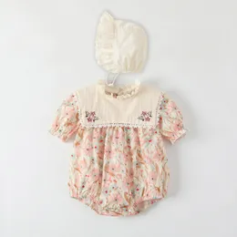 Rompers de verão Baby Roupas recém -nascidas com chapéu Infant